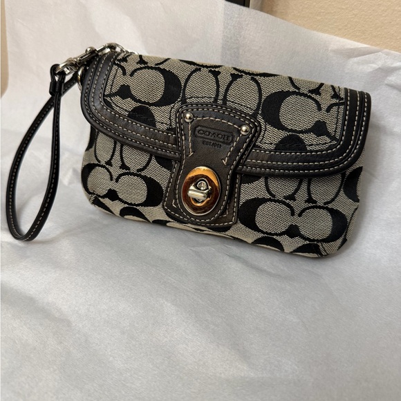 Coach Y2K Black and Gray Signature Wristlet
